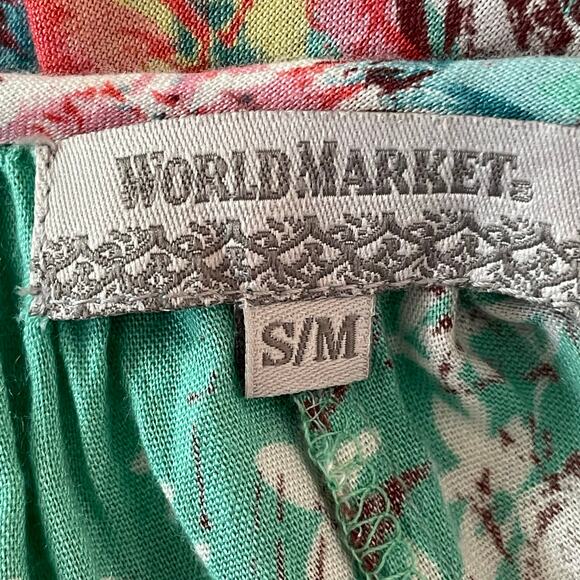 World Market Floral Boho Peasant Top SM/MED Gypsy Garden Girl Cottage Prairie - Picture 6 of 9